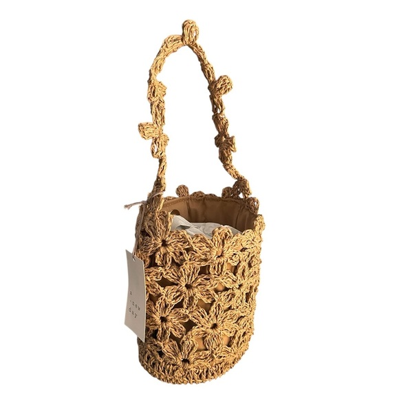 Straw Mini Floral Bucket Bag - A New Day BeigeWoven floral - Picture 1 of 6